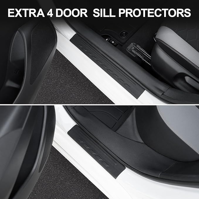 Floor Mats for 2020-2025 2026 Toyota Corolla Sedan (Not Fit for Hatchback and Cross), All Weather TPE Front Rear 2 Row Car Floor Liners Door Sill Guards for 2025 Corolla Accessories