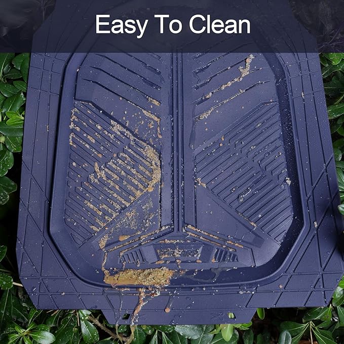 CAR PASS Heavy Duty Rubber Car Mats, Deepdish All Weather Floor Mats for Car Full Set, Universal Automotive Mats Trim to Fit for Sedans SUVs Trucks, Waterproof Anti-Slip, 3 Pieces V12 Navy Blue