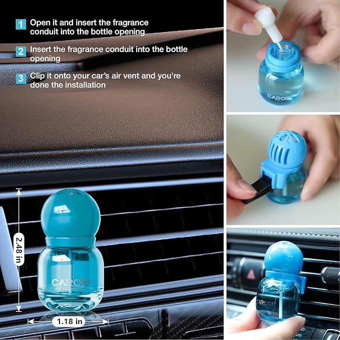 Car Air Freshener Vent Clip, Car Fresheners Long Lasting Scent (13ml x 2 Pack), Up to 180 Days, Air Freshener Deodorizer Odor Eliminator for Auto - Fresh Perfume