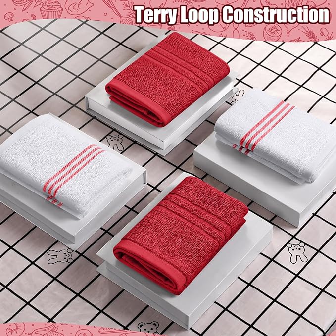 Dish Towels and Dishcloths with Oven Mitts Sets- 100% Cotton Tea Towels for Kitchen- 500 F Heat Resistant Oven Mittens 7.5"x12", Durable Dish Cloths 11.8"x11.8", Absorbent Dish Towels 13.5"x24"