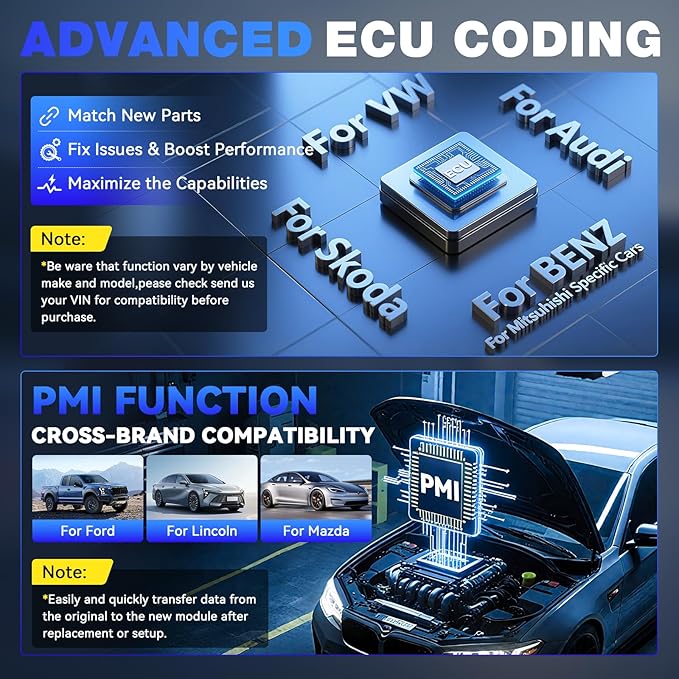 Bidirectional Scan Tool VDIAGTOOL VD70, OBD2 Scanner Diagnostic Tool with ECU Coding, 36+ Resets, FCA AutoAuth, All System, PMI, CAN FD & DoIP, V.A.G. Guide, 3-Year Update