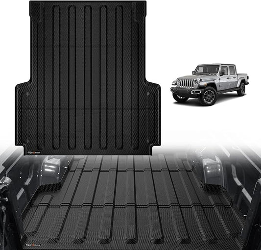 TripleAliners Truck Bed Mat Compatible with Jeep Gladiator JT 2025 2024 2020-2023 Accessories 5FT Vehicle Perfectly Flush All Weather Protection TPE Heavy Duty Pickup Car Bed Cargo Mat