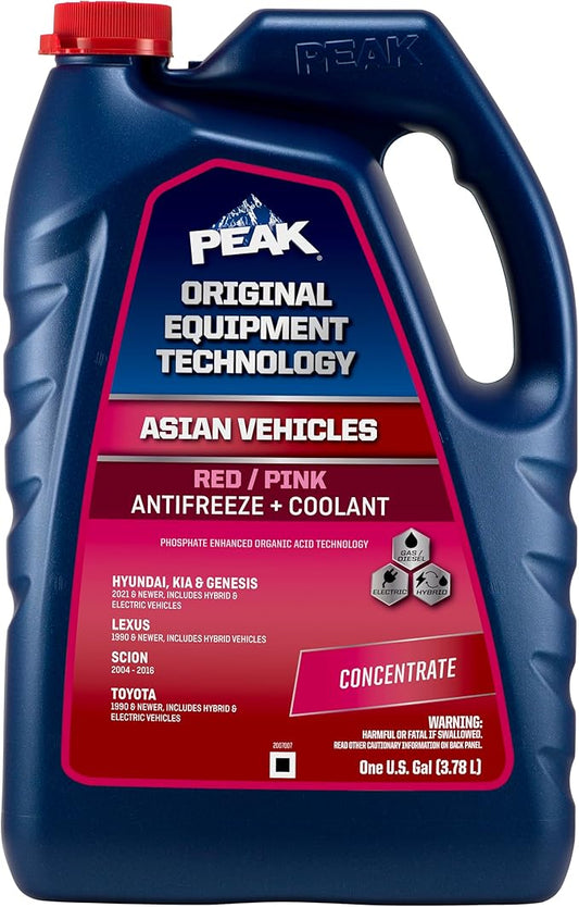 PEAK OET Extended Life Red/Pink Concentrate Antifreeze/Coolant for Asian Vehicles, 1 Gal.