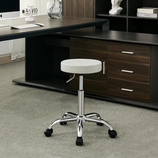 Drafting Stool, Adjustable Office Chair19.5’’-26.6’’, Gray Work Stools with Wheels (Gray)