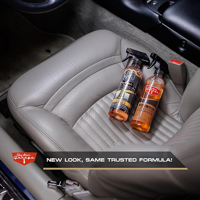 Jay Leno's Garage Leather Cleaner and Conditioner for Car Interior – Advanced Car Seat Leather Cleaner and Conditioner, Auto Leather Care Kit for Interior Detailing and Upholstery Cleaning