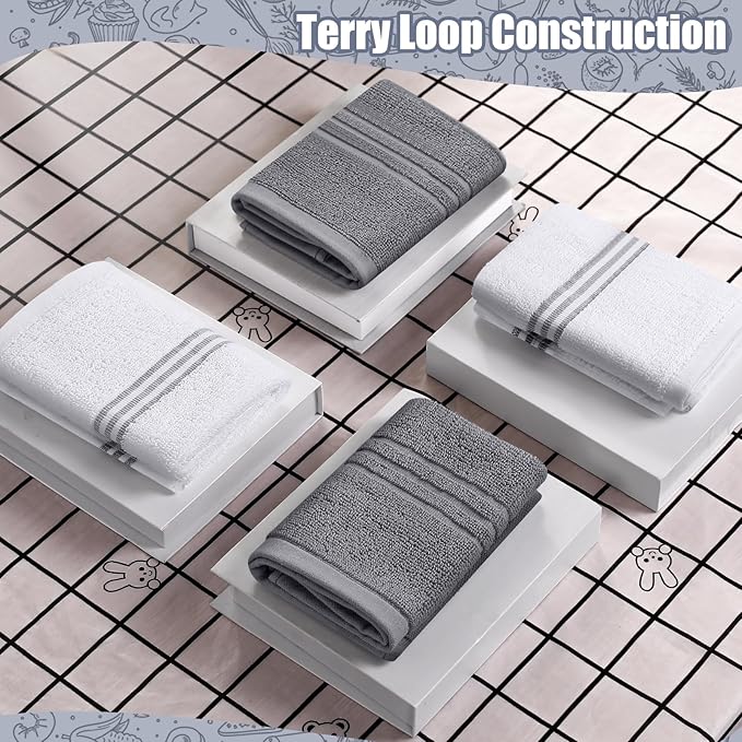 Dish Towels and Dishcloths with Oven Mitts Sets- 100% Cotton Tea Towels for Kitchen- 500 F Heat Resistant Oven Mittens 7.5"x12", Durable Dish Cloths 11.8"x11.8", Absorbent Dish Towels 13.5"x24"