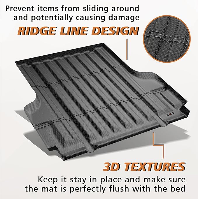 TripleAliners Truck Bed Mat Compatible with Nissan Frontier 2022 2023 2024 2025 2026 Accessories Crew Cab 5FT Vehicle Perfectly Flush All Weather Protection TPE Heavy Duty Pickup Car Bed Cargo Mat