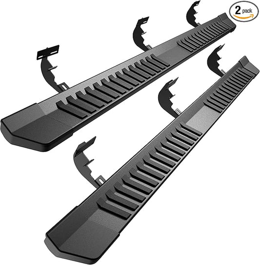 CrewCab Running Boards Side Steps Compatible with 2009-2018 Dodge Ram 1500, 2019-2024 1500 Classic, 2010-2024 Ram 2500 & 3500 CrewCab, Black Textured Aluminum Nerf Bars