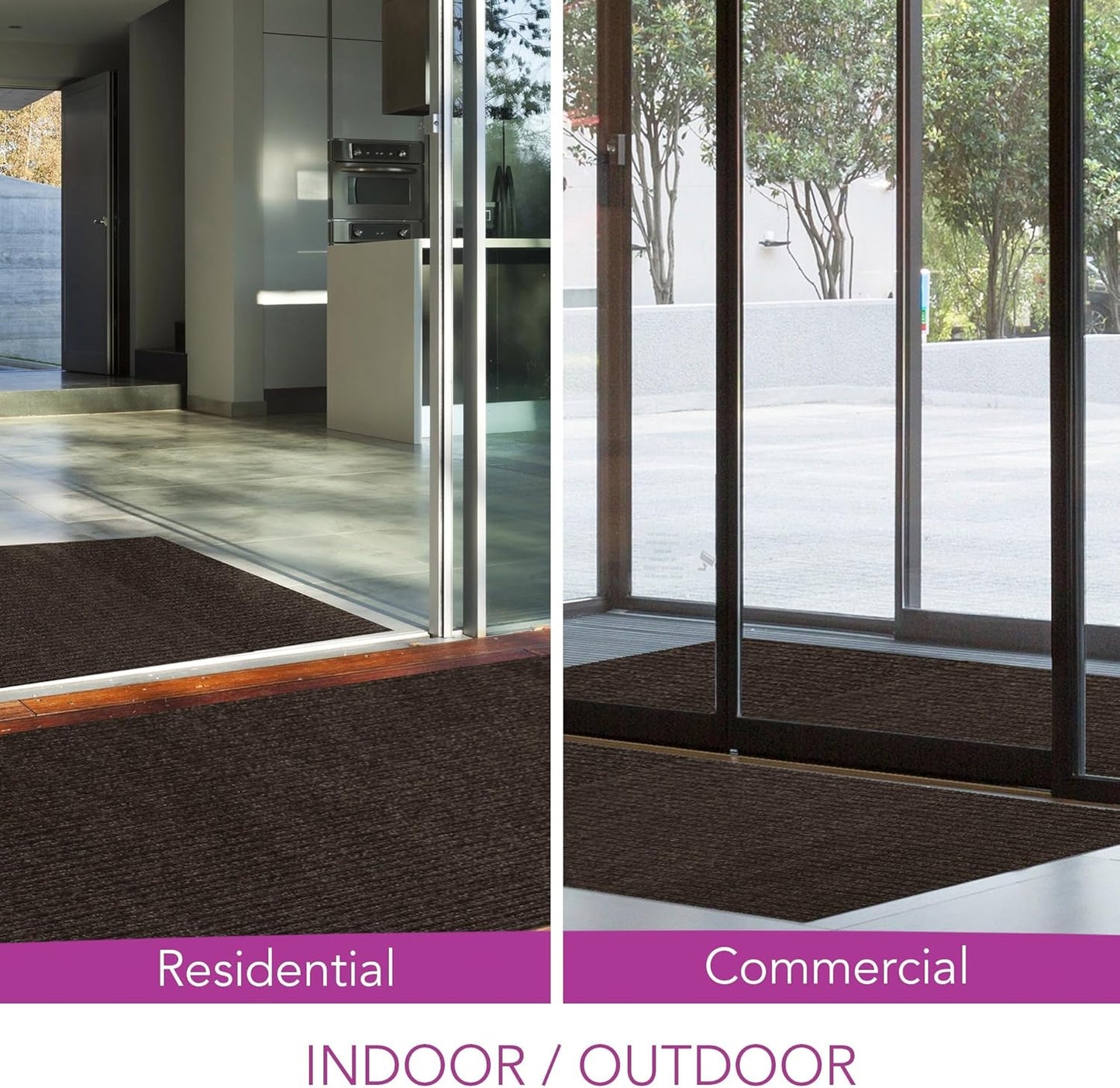 iCustomRug Spartan Weather Warrior Indoor/Outdoor Utility Ribbed Carpet Runner with Non-Slip Thermoplastic Rubber Backing, 6ft X 68ft in Brown