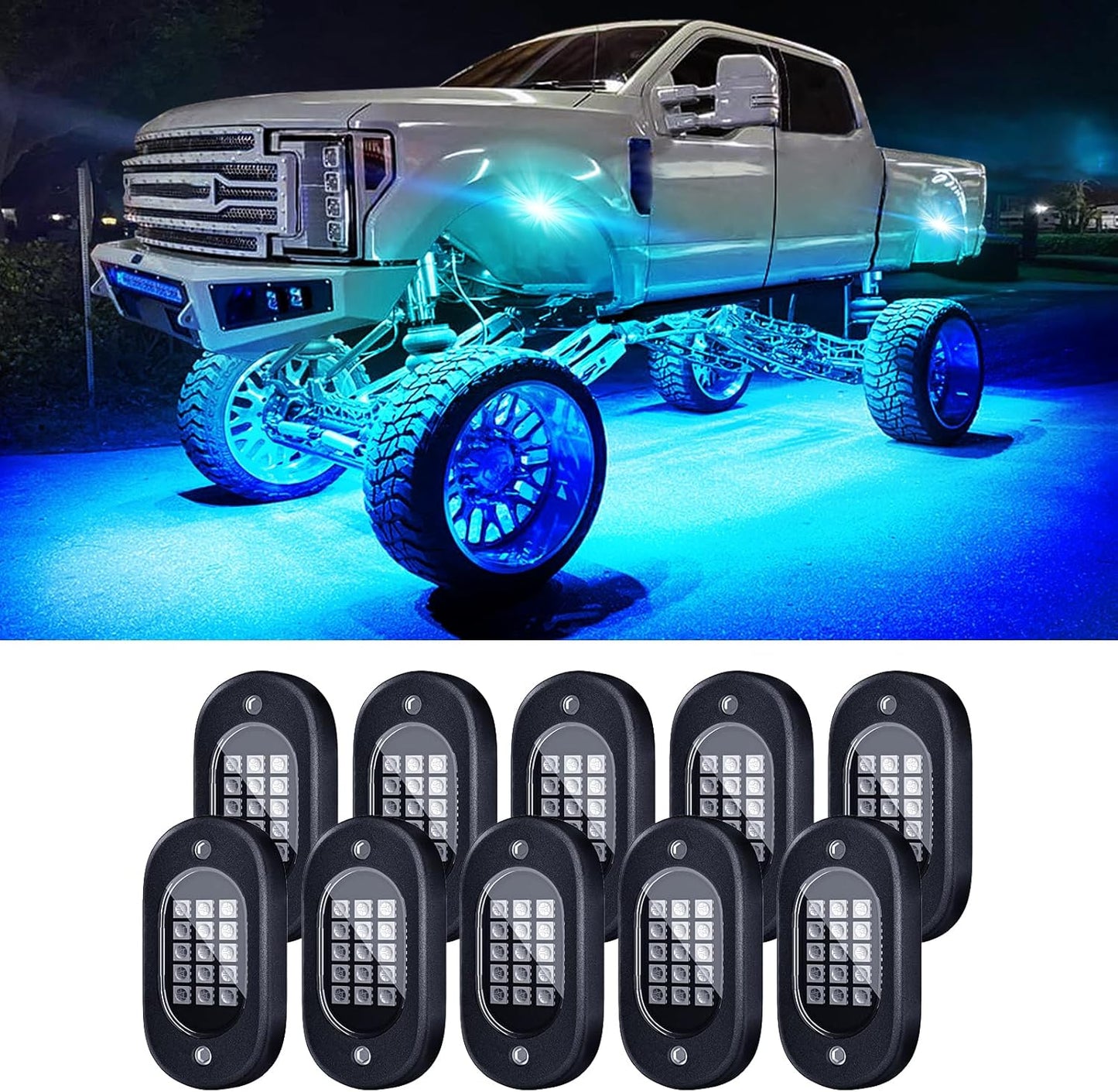 Honalia LED Rock Lights for Trucks 10 Pods, RGB Rock Lights Kits for UTV with Music Mode for ATV UTV RZR