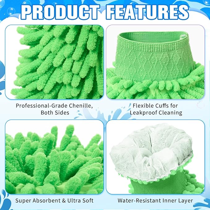 Patelai 30 Pcs Car Wash Mitt Scratch Free Microfiber Chenille Car Wash Gloves Double Sided Absorbent Mitt for Washing Cleaning Cars Trucks Boats, 9.45 x 5.9 Inch