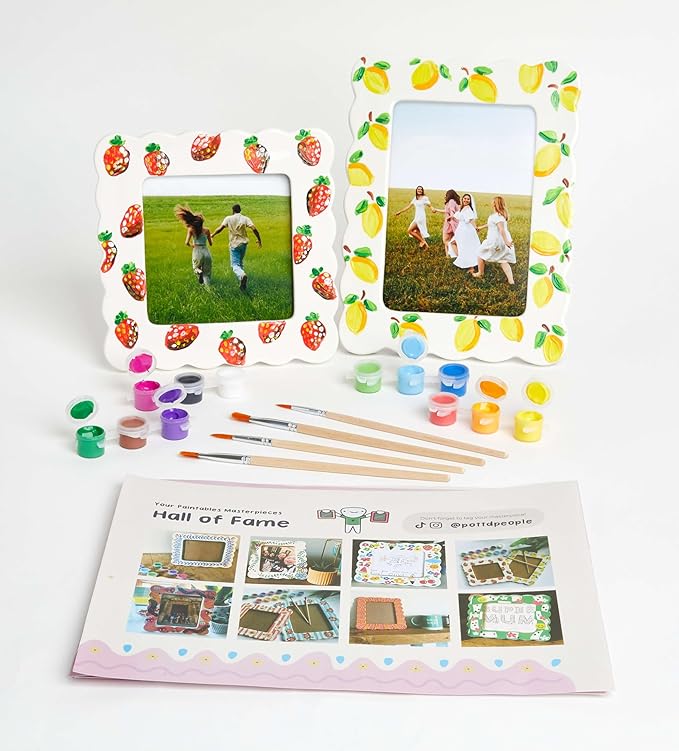 Pott’d Paint-a-Frame Pottery Painting Kit - Personalised Photo Frame DIY Craft Set - Includes, Photo Frames, Paints, and Step-by-Step Guide
