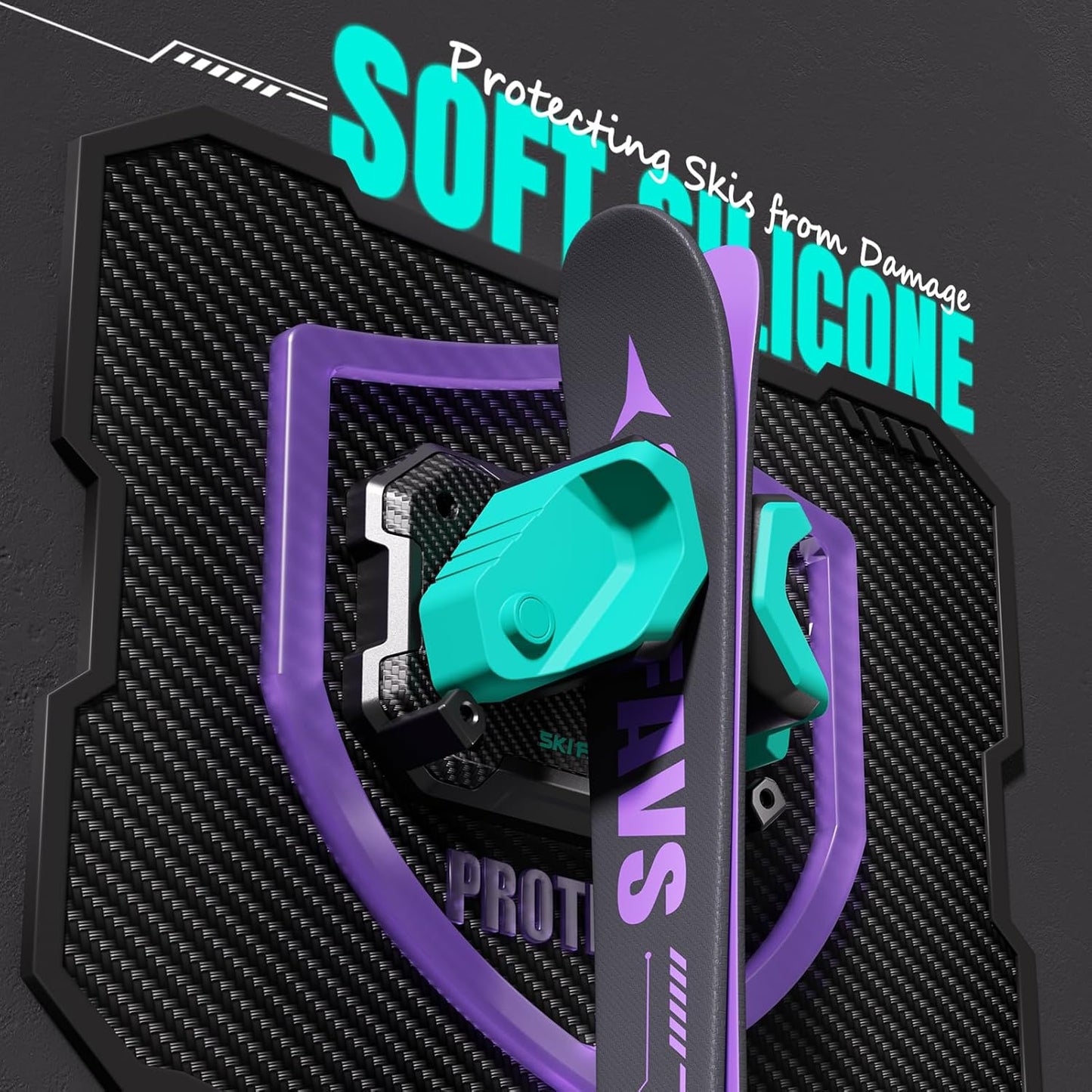 Ski & Snowboard Wall Rack for Garage Wall Fits Any Ski/board, Ski Wall Mount Holders Damage-Free Storage Rack, Garage Organization Space-Saving Winter Gear Organizer, Green, 6 Pack