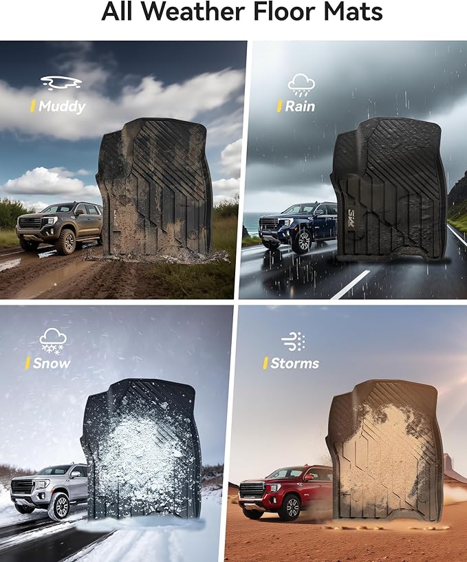 3W Floor Mats & Cargo Liner for 2021-2025 Chevrolet Tahoe/GMC Yukon (Only for 8 Seats, Not for XL), All Weather Protection Anti-Slip & Durable TPE Full Set Liners Automotive Accessories