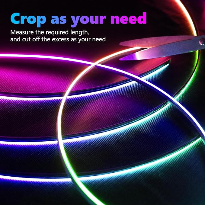 AMKI Dreamcolor Acrylic Interior LED Strip Light, Neon Light with Wireless APP Control, 10 in 1 Sub-Control Ambient Light Kit Accessories with DIY and Music Mode, 16 Million Colors