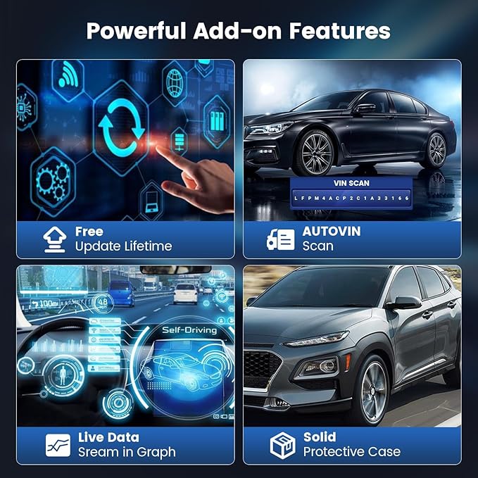 MUCAR CS6 OBD2 Scanner Diagnostic Tool, Engine Transmission BCM Car Scanner, ABS Code Reader, SRS TPMS Scan Tool, 7 Reset Service, Oil/EPB/SAS/TPMS/DPF/Throttle/ABS Bleed, Auto VIN, Free Update