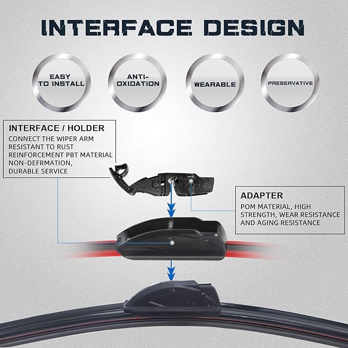 AUTOBOO 22" and 18" Windshield Wipers Blades (Pack Of 2),OEM Quality Premium All-Seasons Wiper blades,Stable and Quiet Armor wiper blades