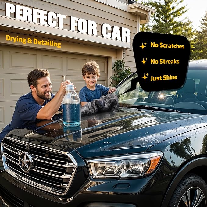 2-Pack 1200 GSM Car Drying Towels – Microfiber Towels for Cars (36" x 24"), Ultra-Absorbent, Streak-Free, Scratch-Free, No Water Spots, Double-Twist Pile & Edgeless Design