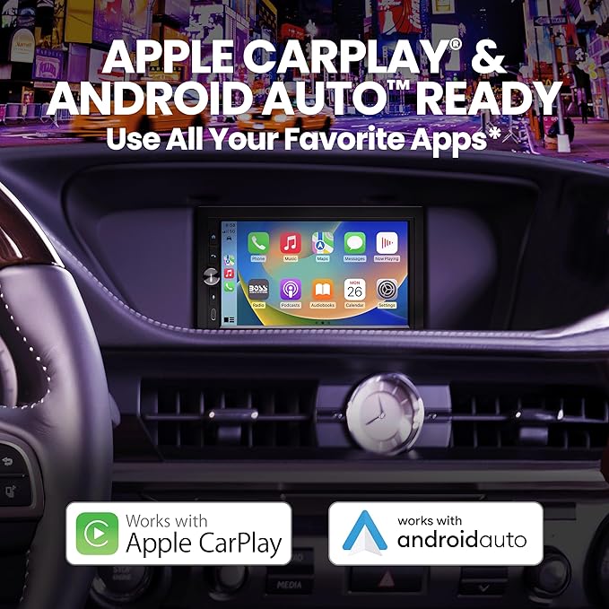 BOSS Audio Systems BVB9358RC Car Stereo – Wireless CarPlay Android Auto, Double Din, 7 Inch Touchscreen, Bluetooth, NO CD DVD Player, AM/FM Radio Receiver, Backup Camera, A/V Input, USB