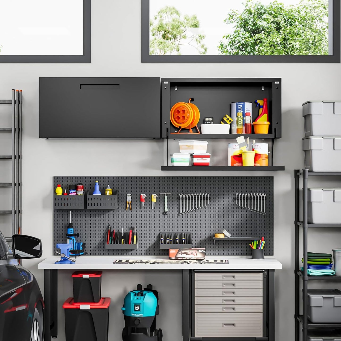 Yizosh Metal Wall Cabinet with Door,Wall Mounted Metal Storage Cabinet with Shelf,Floating Garage Tool Cabinet for Garage,Office,Warehouse,Kitchen