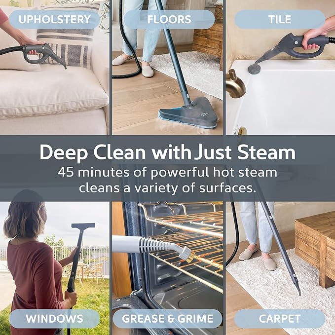 Pure Enrichment PureClean XL Rolling Steam Cleaner – Professional 1.5L Multi-Purpose Heavy Duty Steamer, 17 Accessories, Chemical-Free Deep Cleaning of Floors, Upholstery, Windows, Grout, Cars & More