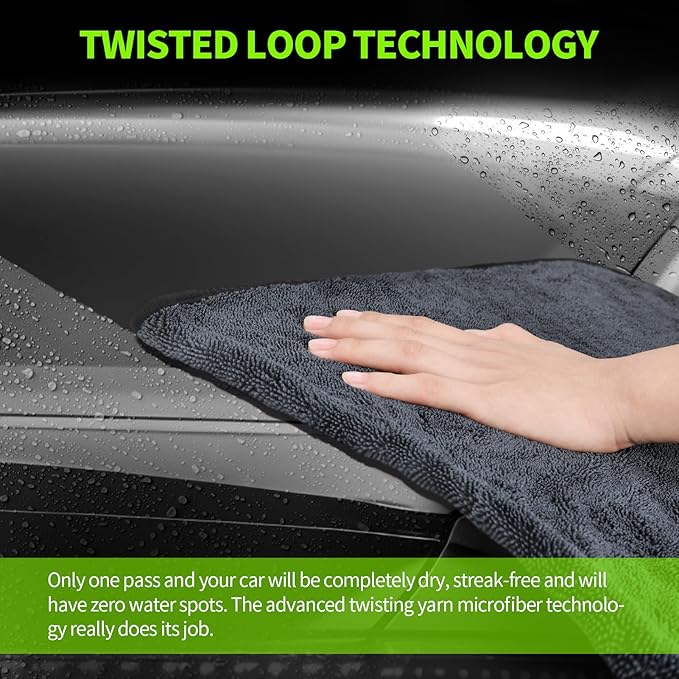 Wontolf 3-Pack Car Drying Towel, Ultra Absorbent Microfiber Towels for Cars (36" x 24"), Drying Towels Car Detailing, Streak Free, No Water Spots, Scratch-Free, with Storage Bag