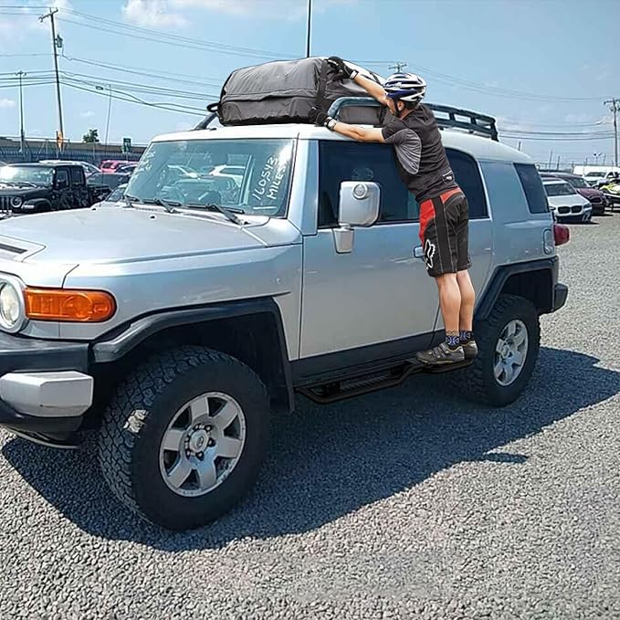 Running Boards Side Steps Compatible with Toyota FJ Cruiser 2007-2014 6.1 Inches Wide, 2 Stairs Design Side Rails Step Nerf Bars Fit for FJ Cruiser, Heavy Duty Slip Proof, Textured Black