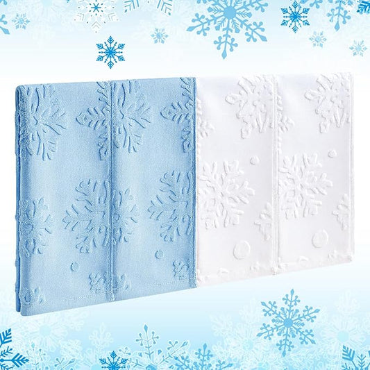 4 Pack 3D Winter Snowflake Bath Towels 14" x 30" Christmas Bathroom Hand Towels Jacquard Absorbent Soft Cotton White Blue Design Kitchen Drying Cleaning Decorative Xmas Holiday