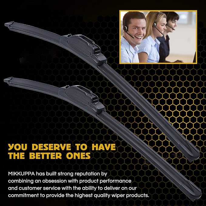 MIKKUPPA 22" + 19" Windshield Wipers Blades Replacement for 2000-2011 Ford Focus, 2004-2012 Chevrolet Colorado, U&J Hook All Season Wiper Blades(Pack of 2)