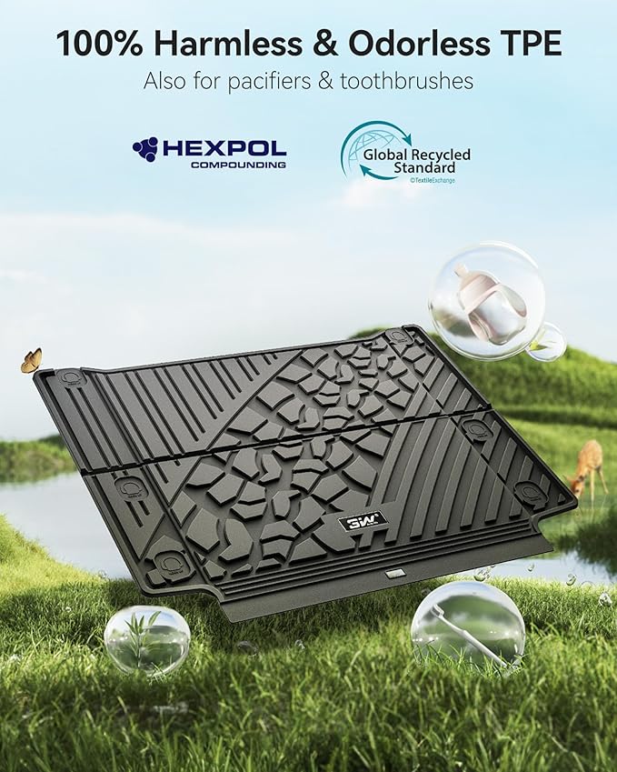 3W Backrest Liner & Cargo Liner for Jeep Wrangler 4XE 2021-2024 2025 (Non JL/JK), All Weather TPE Rubber Heavy Duty Car Liner Trunk Mat Wrangler 4XE Accessories (Hybrid & 4 Door with Subwoofer)