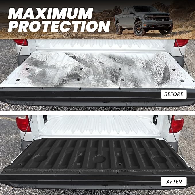 LASFIT Truck Tailgate Mat for Ford Maverick 2025 2024 2023 2022 Hybrid & Gasoline Truck Bed (Not Fit Drop-in Liners) Custom Fit All Weather Protector TPE Easy-Clean Tailgate Liner,1pc Black