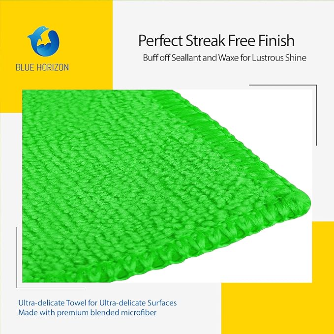 Blue Horizon Large Microfiber Cleaning Towels, 36-Pack Wash Cloths, Ultra Soft Plush Microfiber Cleaning Cloth, Products (Green, 16" X 16")