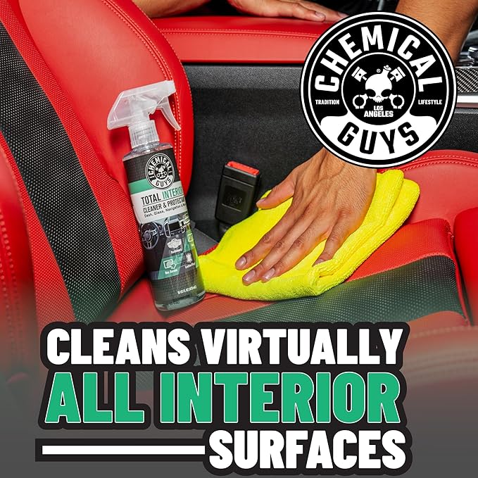 Chemical Guys Total Interior Cleaner and Protectant - New Car Scent, Cleans and Protects Leather, Vinyl, Plastic, Rubber, and Glass, Safe for Cars, Trucks, SUVs, Jeeps, RVs, and More - 16 oz