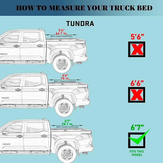 Hard Tri-Fold Truck Bed Tonneau Cover Compatible with 2022-2026 Toyota Tundra 6.6ft Bed w/OE Rail System (78.7")