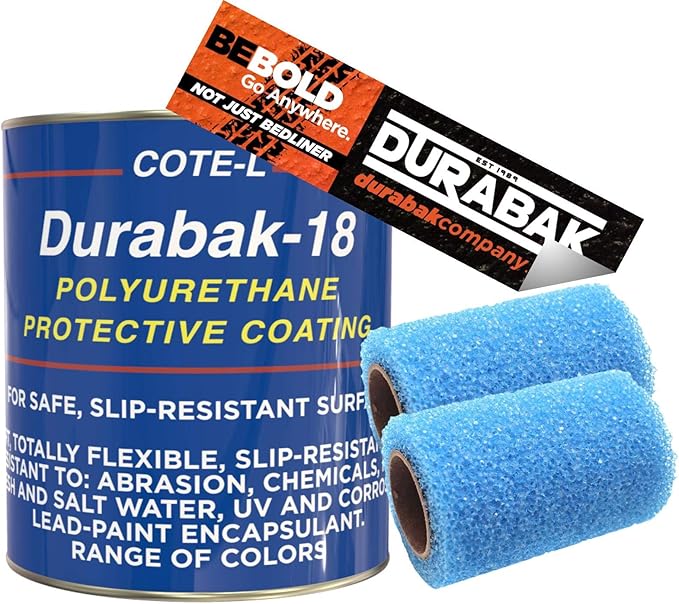Durabak-18 Textured Truck Bed Liner Gallon KIT - Roll On Coating | DIY Custom Coat for Bedliner and Undercoating, Auto Body, Automotive Rust Proofing, Boat Repair (Gallon, Cream)