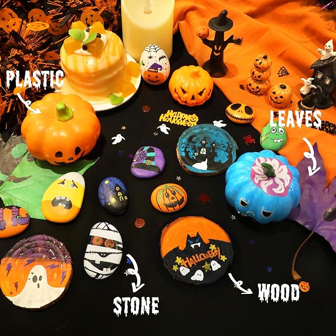 120 Colors Acrylic Paint Markers, Dual Tip Fine Tip and Brush Tip Pens Contain 24 Metallic Color for Stone, Wood, Calligraphy, Canvas, Ceramic, Metal, Glass, Rock Painting, DIY Crafts