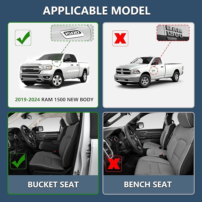 KARPAL Floor Mats for Ram 1500 DT Crew Cab 2019-2024 New Body Style (NOT Fit Classic Body), TPE All-Weather Floor Liners 1st & 2nd Row Car Mats with & w/o Underseat Storage, Ram Accessories