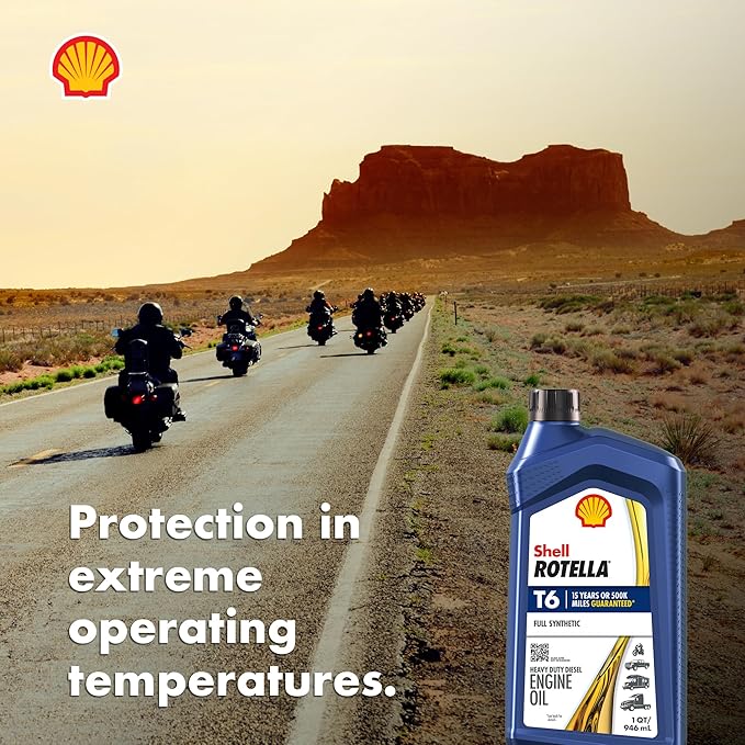 Shell Rotella T6 Full Synthetic 5W-40 Motor Oil, 1 Quart (6 Pack)