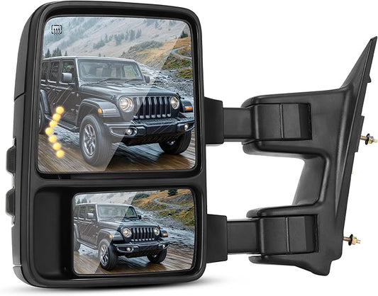 DWVO Towing Mirror Compatible with 2008 2009 2010 2011 2012 2013 2014 2015 2016 Ford F250 F350 F450 F550 Super Duty, Left Driver Side Mirror with Power Heated Manual Folding
