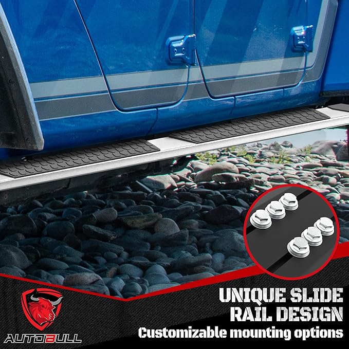 6 Inches Running Boards Side Steps Compatible with 2019-2025 Dodge Ram 1500 New Body Style Crew Cab 4 Full Size Doors, Silver Textured Aluminum Nerf Bars