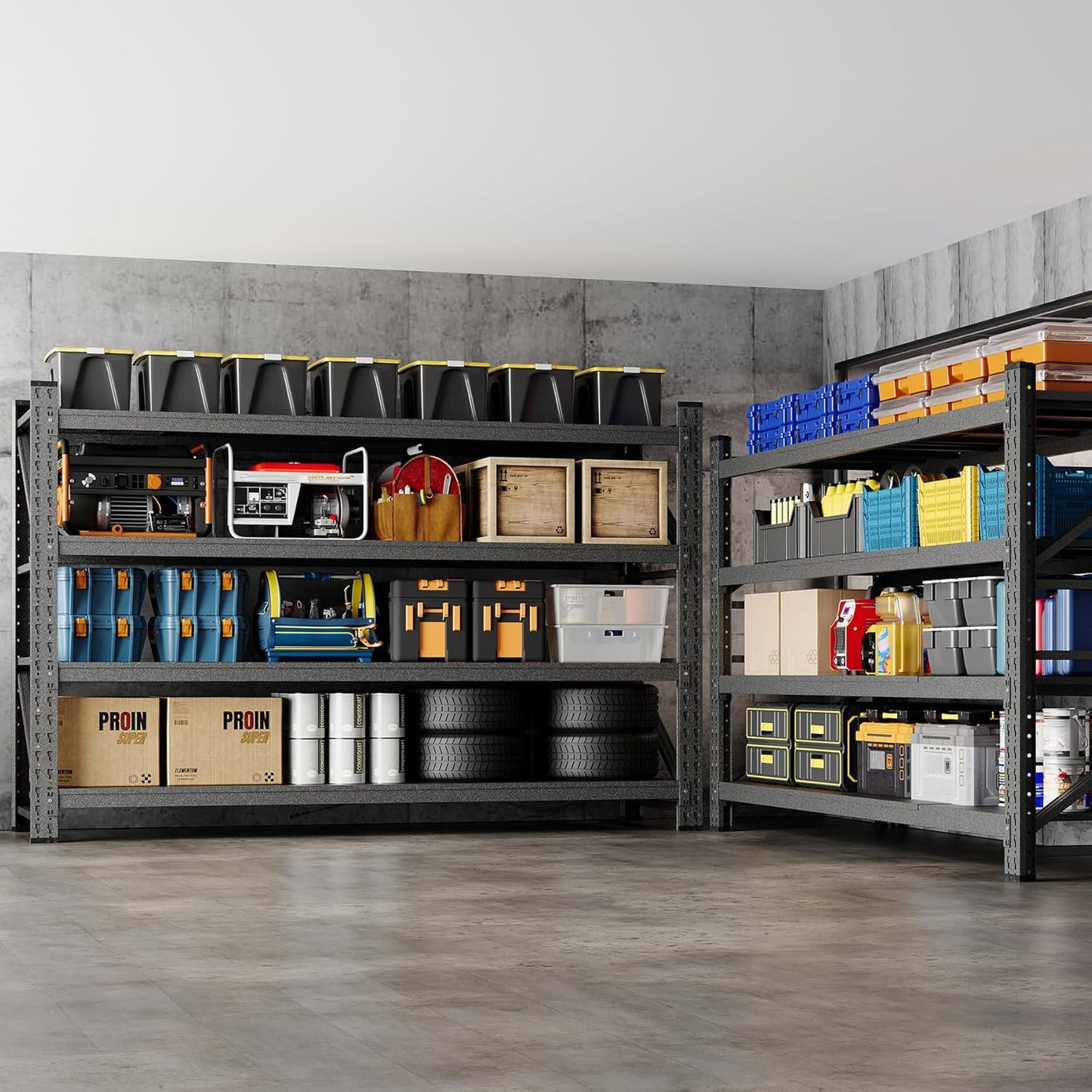 68" W Storage Shelves 8000lbs Garage Metal Shelving Heavy Duty Garage Shelves Adjustable Storage Shelves for Industrial, Factory, (68" W X 24" D X 63.5" H)