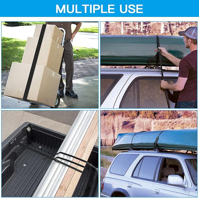 Tie Down Straps 4 Pcs Lashing Strap 8.2' x 1" Adjustable Heavy Duty Cam Buckle Cinch Straps for Cargo, Trucks, Luggage, Trailer, Motorcycle (Black)