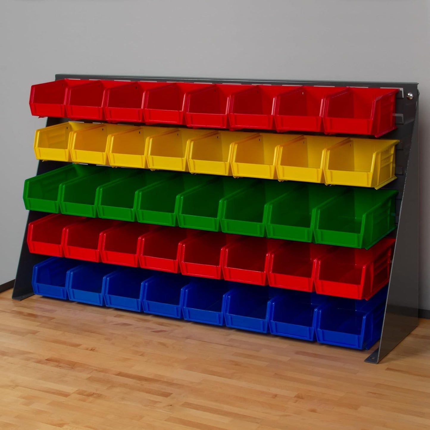 Akro-Mils 98636 Heavy Duty Steel Louvered Panel Standing Work Bench Storage Rack Garage Organizer for Mounting AkroBin Storage Bins, 36-Inch L x 8-Inch W x 20-Inch H, Grey