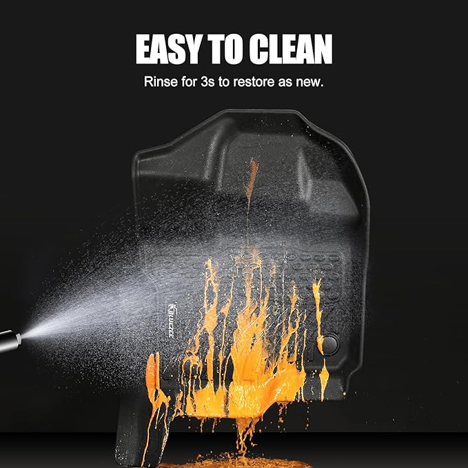 Floor Mats for Cars, Car Mats Full Set for 2017-2025 Ford F250 F350 Super Duty Crew Cab with Under Seat Storage, TPE All Weather Floor Mats for 1st & 2nd Row Automotive Floor Mat- Black