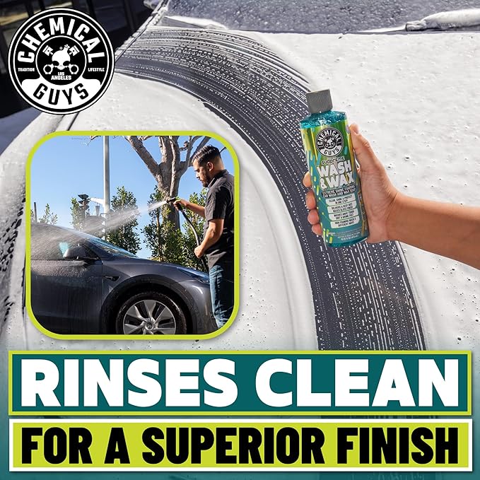Chemical Guys Sudpreme Wash & Wax 128 oz High Suds Foaming Car Wash Soap with Carnauba Wax Shine, Deep Gloss Finish & Surface Protection Safe for Paint, Chrome & Plastic