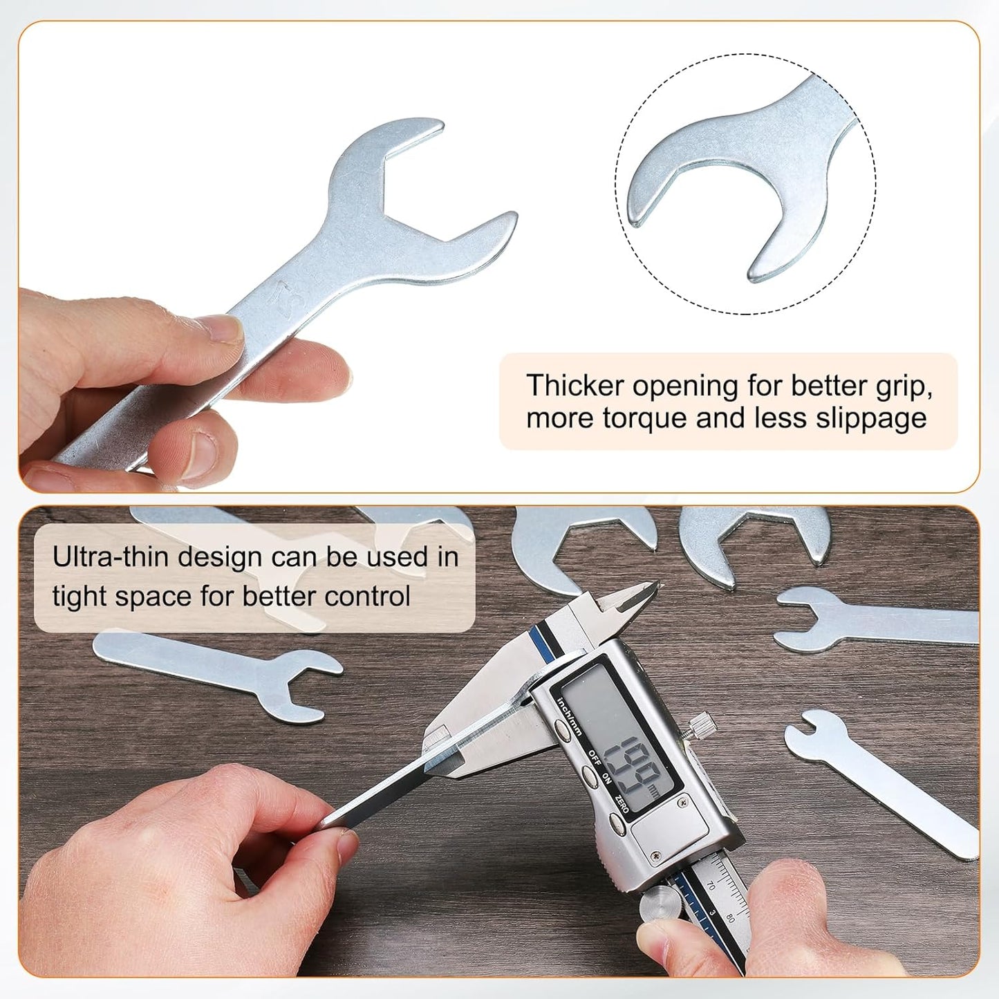 HARFINGTON 10pcs Small Wrench Open End Wrench 28x135x2.8mm Metric U-Shaped Single Open Ended Spanner Super Thin Small Flat Head Galvanizing Wrench for Automotive Repair Furniture Assembly