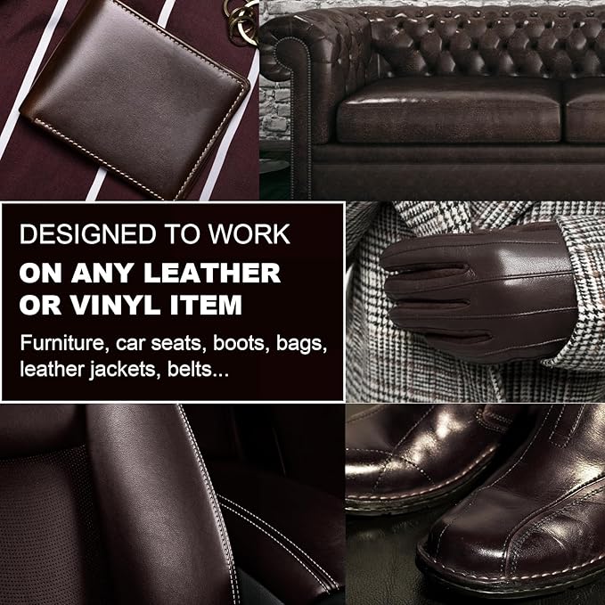 12oz Leather Recoloring Balm & 3.4oz Mink Oil Leather Conditioner kit,Dark Brown Leather Color Repair Kits for Couches, Leather Couch Paint Scratch Repair for Furniture Car Sofa Shoes Leather Dye