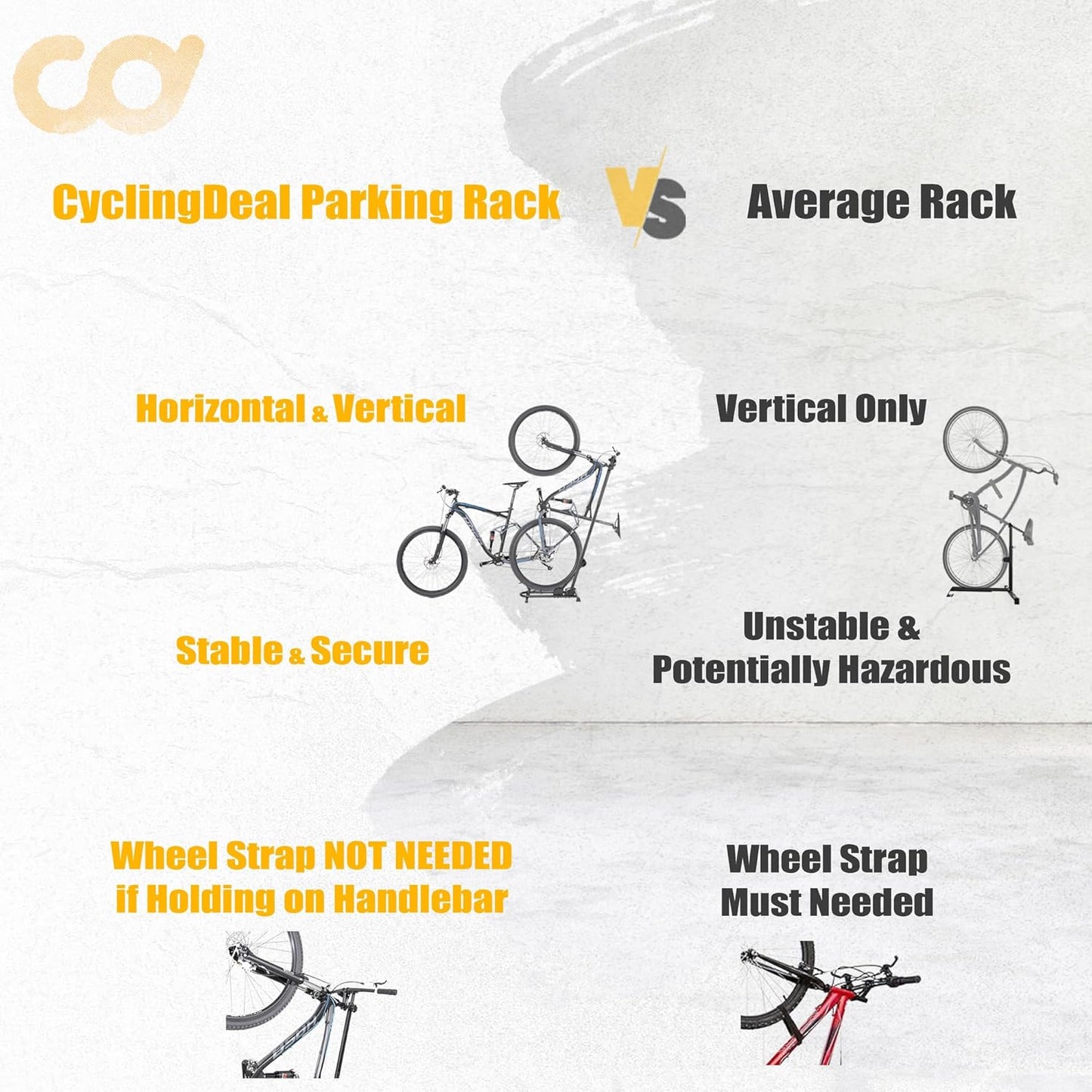 BIKE HAND Vertical Bike Floor Stand - Premium Quality Vertical & Horizontal Adjustable Bicycle Parking Rack - Store MTB Road Bikes Wheels Sizes up to 29"- with Stem Handlebar Stabilizer