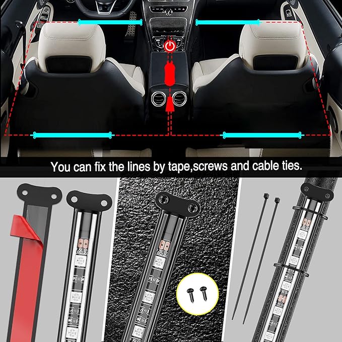 Nilight Car Interior Lights with APP Control 16 Million RGB Colors Strip Lights with Music Sync Mode and Multiple Scene Options for Cars Trucks SUVs