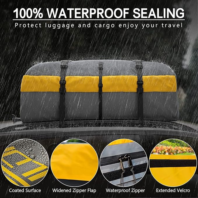 WILDROAD Car Roof Bag Rooftop Cargo Carrier, 21 Cubic Feet Waterproof Roof Luggage Cargo Carrier Bag with Anti-Slip Mat for All Cars Vehicles SUV with/Without Rack (21 Cubic Feet)